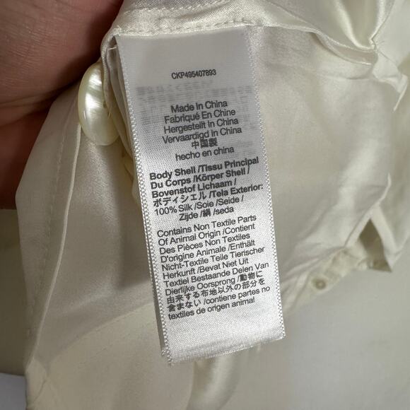 Madewell Silk Utility-Pocket Button-Up Shirt WMNS S Cream Long Sleeve Oversized - Picture 9 of 11